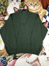 St. Croix Men's XL 1/4 Zip Long Sleeve Sweater Green Made In USA