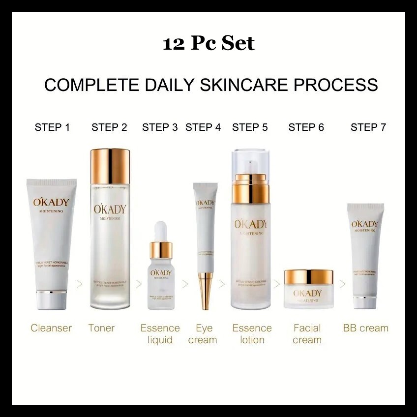 Gift Box O'Kady 12 Pc Anti-Aging Yeast Brightening Lift Skin Care