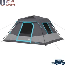 6-Person Instant Cabin Tent Dark Rest Easy Setup Skylights Rainfly 3 Windows 