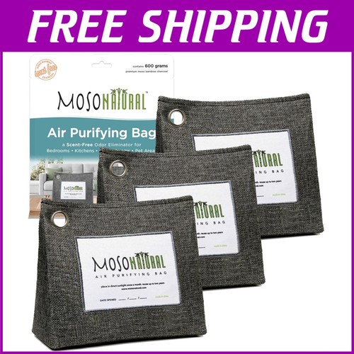 3-Pack 600g Bamboo Charcoal Air Purifiers - Unscented & Effective Odor Absorbers