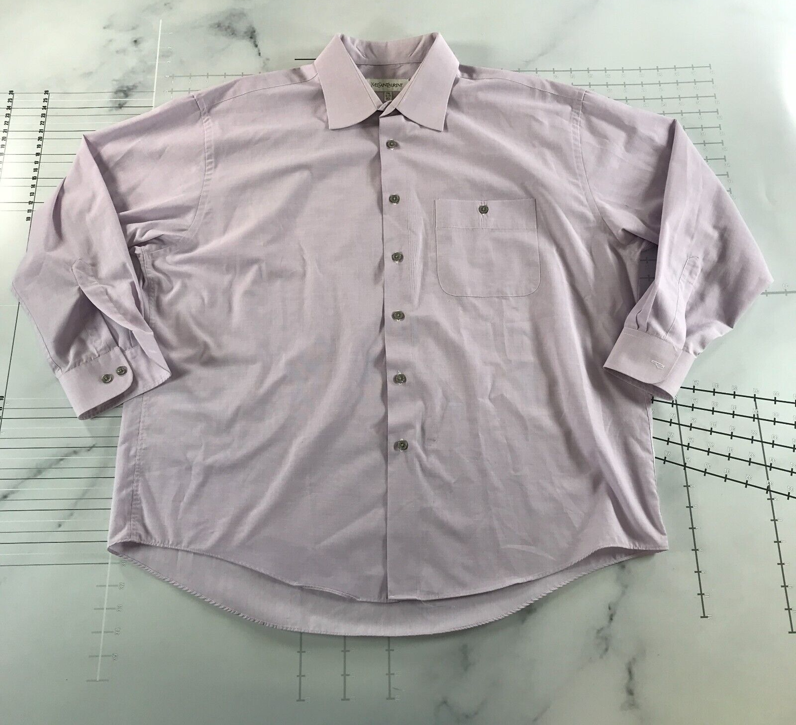 Yves Saint Laurent camicia abbottonata uomo 17 1 2 32 33 XL viola chiaro YSL