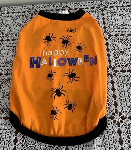 Thrills Chills Collection Dog Halloween Tee Shirt Happy Halloween MEDIUM Orange