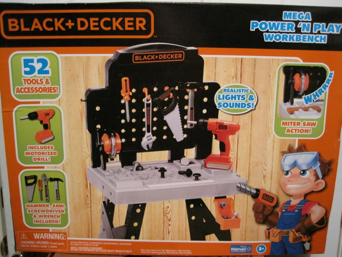 Pretend Play Tools Toy Workbench Kids Fun Lights Sounds Realistic Black &  Decker