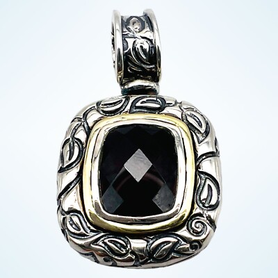Signierter SG 925 Sterling Silber roter Granat Stein facettierter Verstärker Anhänger