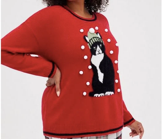 Torrid 0 L Women s Plus Size Christmas Holiday Cat 3D