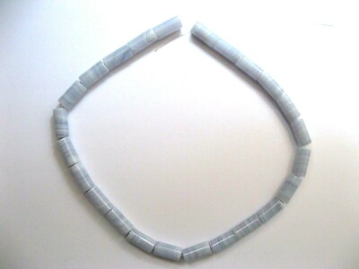 Fil D'Agate Calcédoine Bleu Naturel - Perles Tubetto 8x16mm - Longueur 40 Cm - Parfait Pour La Création