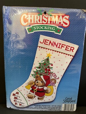 GOOD SHEPHERD Santa Bear 87203 Christmas Stocking Counted Cross Stitch New 1988