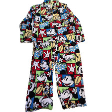 Disney Mickey Minnie Mouse Fleece Pajamas Button-Up Pull-on Girls 12-14 Retro