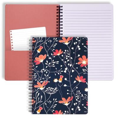 Steel Mill & Co Cute Mini Spiral Notebook, 8.25'' x 6.25'' Journal Floral Vines