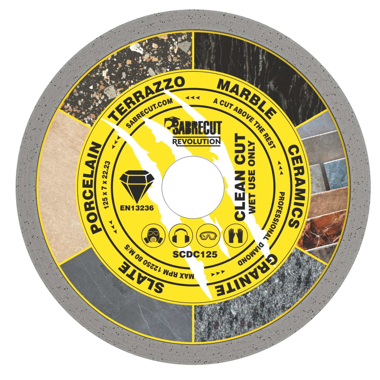 SabreCut 125mm Continuous Rim Disc Diamond Blade for Grinders and Tile Cutters