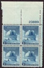 #966 Palomar Mountain Obervatory Mint Never Hnged Plate # Block 1948