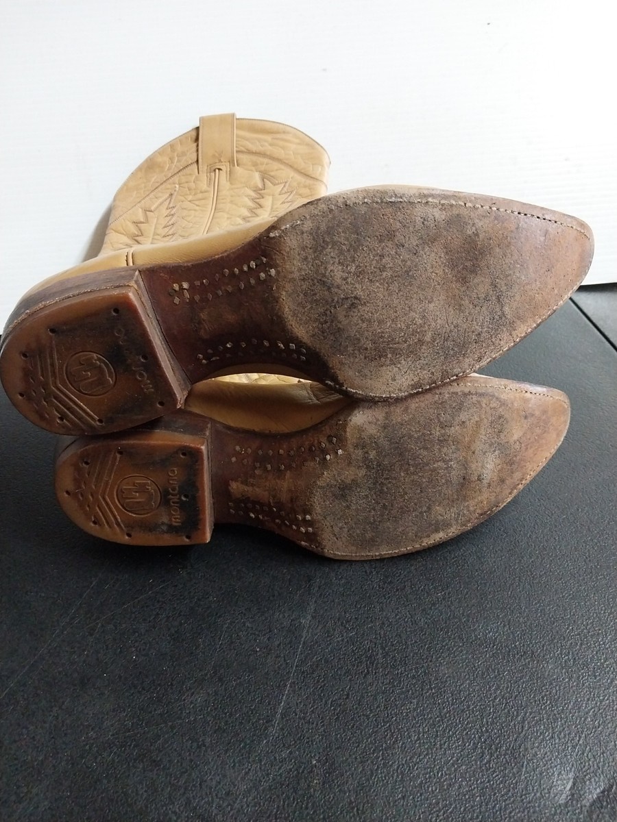 Montana Vintage Mens 9 D Leather Boots Western Cowboy | eBay
