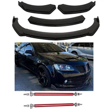 Bumper Lip Spoiler Splitter Body Kit + Strut Rods Glossy For Pontiac G8 GT GTO