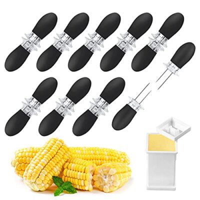 18Pcs/9 Pairs Corn on the Cob, Stainless Steel Corn Holders Sweetcorn Double For