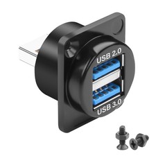 2 In 1 USB 3.0 To USB 3.0 USB 2.0 Panel Mount Adapter Bulkhead Data 5Gbps