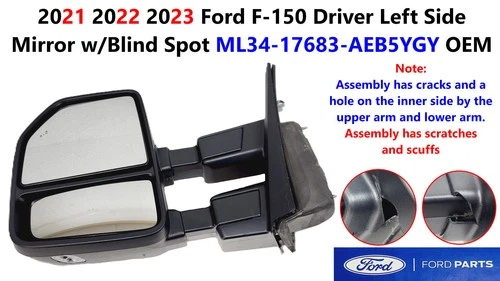 2021 2022 2023 Ford F150 Driver Left Side Mirror w/Blind Spot ML34-17683-AEB5YGY