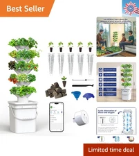 Smart Hydroponic Growing Tower - 30 Holes & Automated Watering for Easy Growth