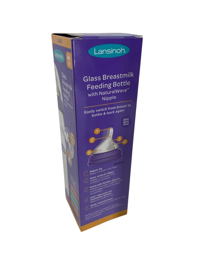 Box of 6 Lansinoh Glass Breastmilk Baby Bottle 240ml 8OZ Medium flow - Image 4 of 4