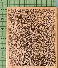 Large Swirl Floral Backround Wood Mounted rubber stamp by Rubber Monger
