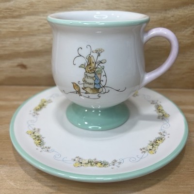 Vintage 2002 Peter Rabbit Tea Cup and Saucer Set Beatrix Potter Teleflora Gift