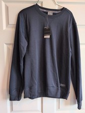 EDDIE BAUER Lounge Men's Fleece Lined Crew Neck Blue Sweatshirt Pullover Small