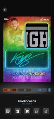 Topps WWE SLAM *DIGITAL* - Color Splash Rainbow Sig Relic - Kevin Owens