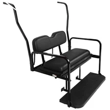 Rear Flip Seat Kit For Club Car Golf Cart DS Black / 2001-2013 W/ Roof Support