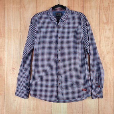 Scotch & Soda Amsterdam Shirt Mens L Slim Fit Gingham Check Button Up