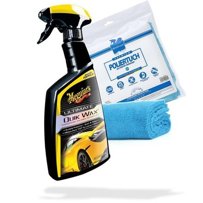 Meguiars Ultimate Quick Wax Spray Versigelungs Set mit Detailmate Microfasertuch