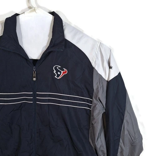 NFL Team Apparel Reebok Mens XL Houston Texans Rain Wind Breaker Jacket Zip Up image 3