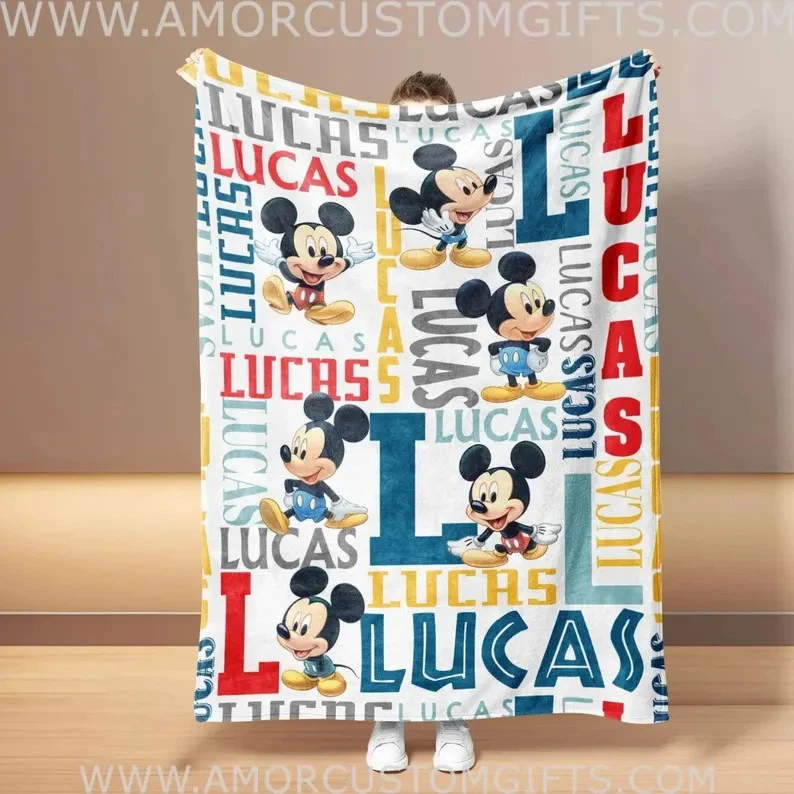 Personalized Cartoon Mouse Blanket - Steamboat Mickey Design Fleece Blanket