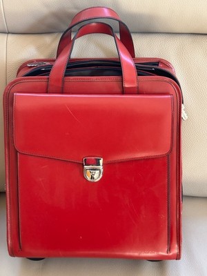 Jack Georges Milano Business Wheeler Vertical Laptop Bag Red Leather Briefcase