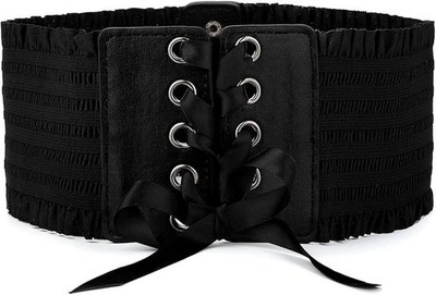 Womens Wide Elastic Lace-up Waist Belt Tied Costume Corset Waist Belts for Dress