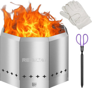 Octagonal Smokeless Fire Pit 21'' with Adjustable Airflow Control and Dual-Layer