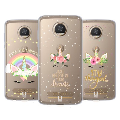 HEAD CASE DESIGNS UNICORN FLOWERS SOFT GEL CASE FOR MOTOROLA PHONES