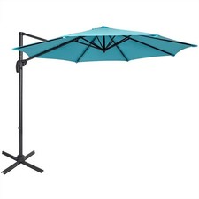 10FT Offset Patio Umbrella Cantilever Hanging Umbrella w/ Crank  360  Rotation
