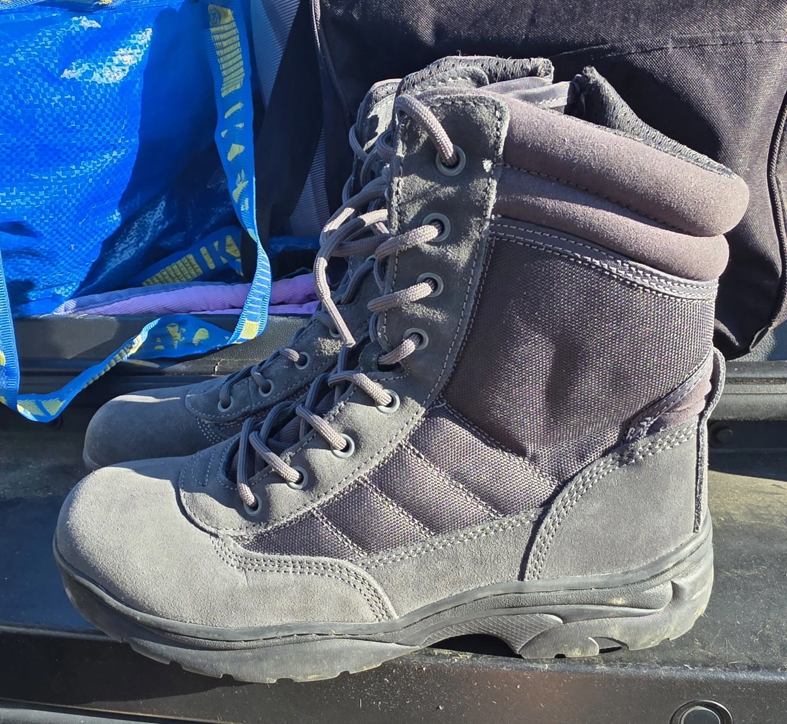 NORTIV8 Trooper Military Tactical Work Boots Mens 11 Side Zipper Combat Grey