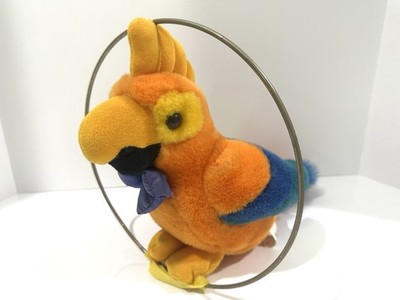 Vintage GAF Talking Parrot Bird Plush Motion Light Activated 1992 Orange Works!