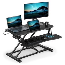 VonHaus Electric Standing Desk Converter, Height Adjustable Two Tier Workstation