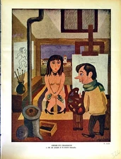 Old Antique Print Rire (The Laugh) French Humor Magazine Naked Lady Art