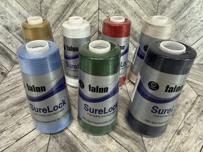 Talon SureLock Thread 3000 yd Overlock Spools Lot 7 Misc Colors Spun Polyester