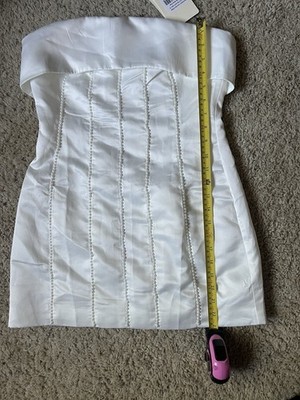 Peppermayo Bombshell Tube Mini Dress White Pearl Satin AU10/US6