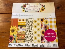 Recollections 12x12 Sunset Fields 48 Sheet Paper Pad 12 x 12 Yellow Flowers