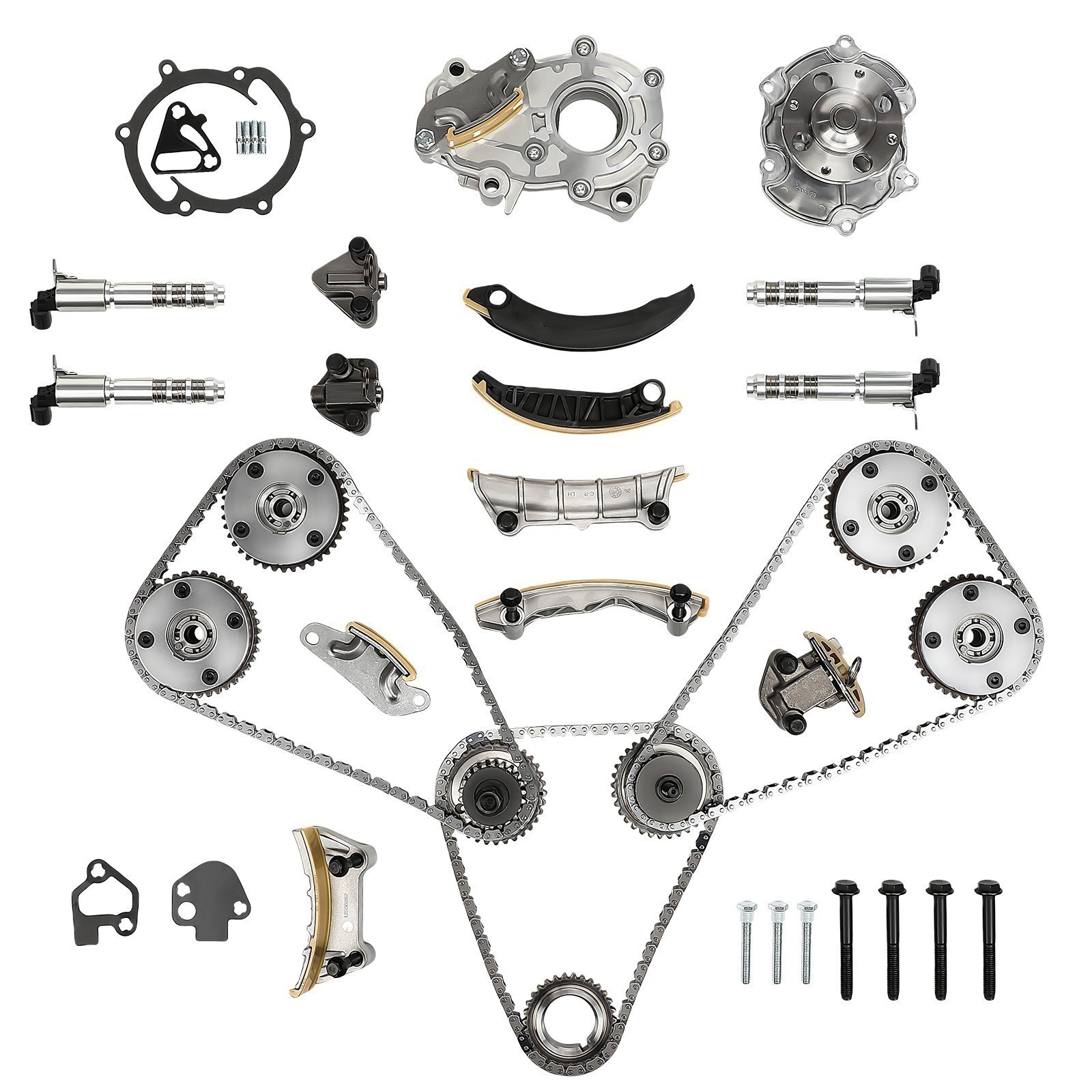 For Equinox Cts Srx 3.0 3.6l Timing Chain Kit & Water Oil Pump + 4VVT Cam Phaser