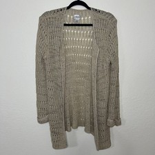 Vintage Chico  s Beige Crochet Open Cardigan Boho Sweater Women  s Size XL - 2