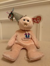 TY Beanie Baby - OCTOBER the Teddy Birthday Bear w/ hat  9.5 inch - MWMT's