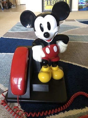 Disney Mickey Mouse Telephone Display Large 14'' Push Button 90s Red Black AT&T