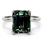 10.54 Ct Vvs1 Brown Blue Emerald Moissanite Wedding Ring Sterling Silver Size 7