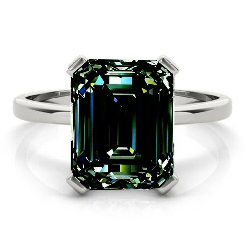 10.52 Ct Vvs1 Brown Blue Emerald Moissanite Wedding Ring Sterling Silver Size 7