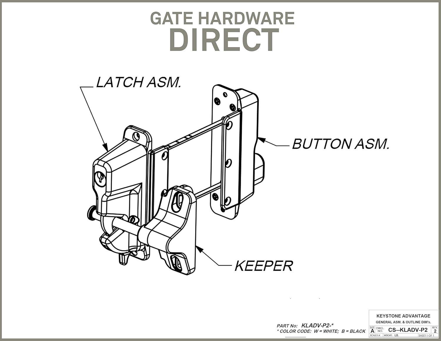 Keystone 2-Sided Gravity Gate Latch | Keyed Alike | Durable & Easy to Install